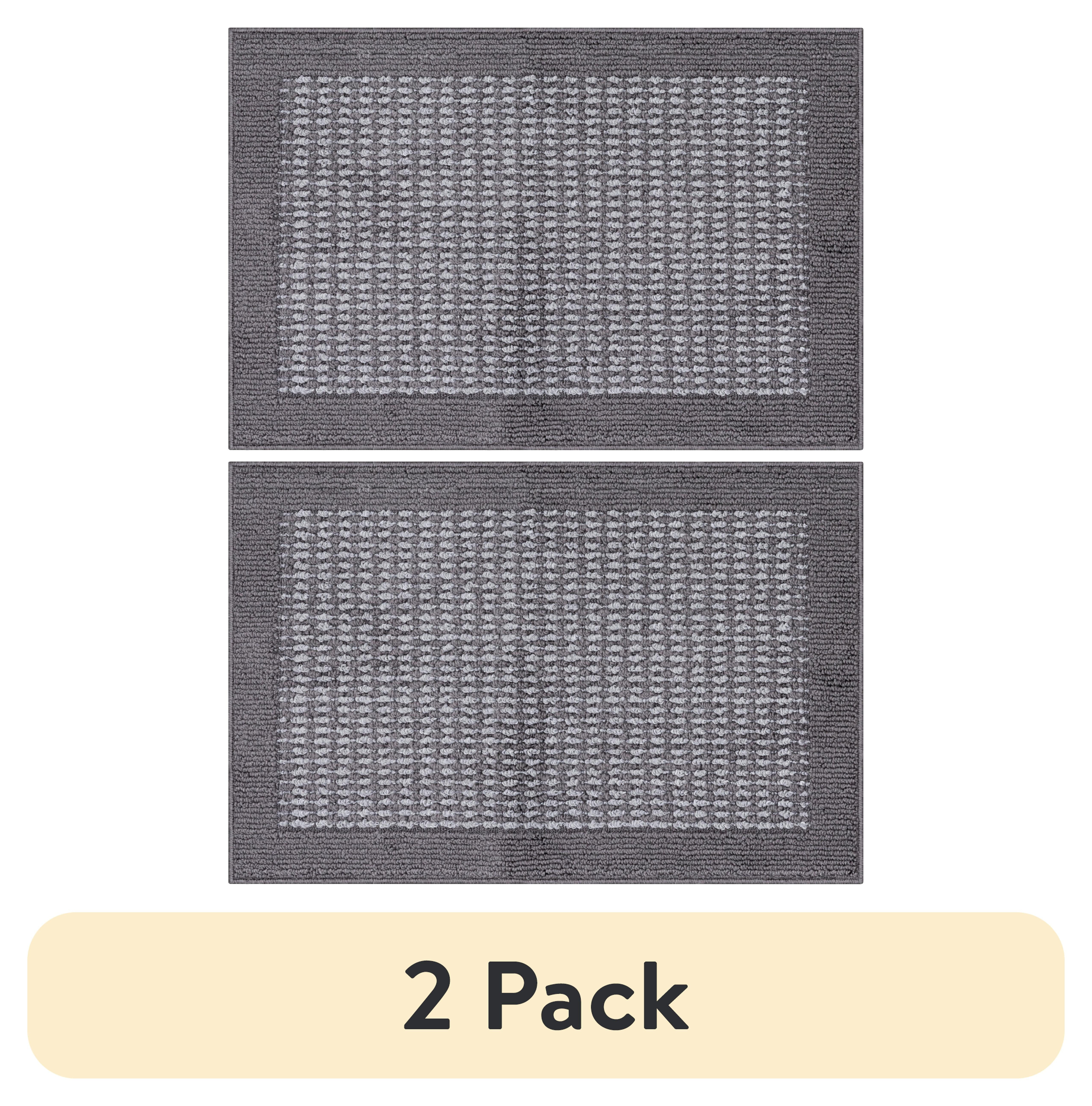 Mainstays Farmhouse Faux Sisal Olefin Gray Border Indoor Accent Rug, 1'8"x2'6"