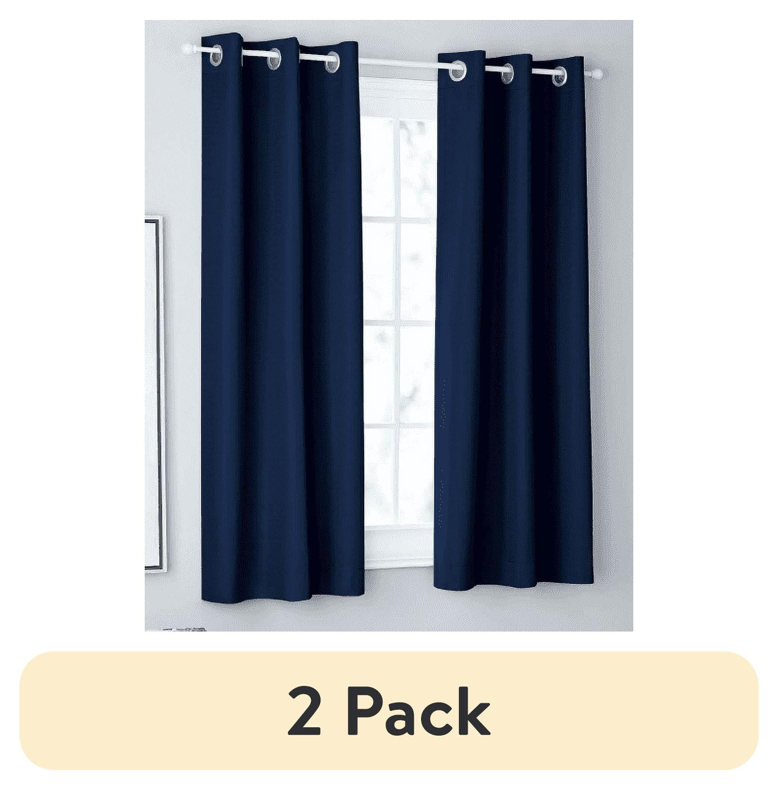 Mainstays Textured Solid Blackout Grommet Curtain Panel Pair, Set of 2, Navy, 37" W x 63" L