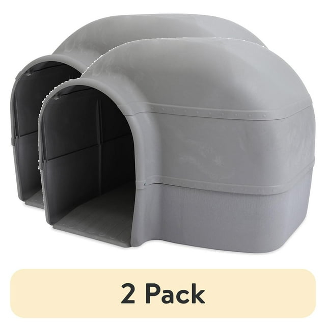 Outback Igloo Dog House Heavy Duty Durable Plastic Outdoor Dog Igloo, 33"L Extra Large XL Dogs up to 90 lb, Gray