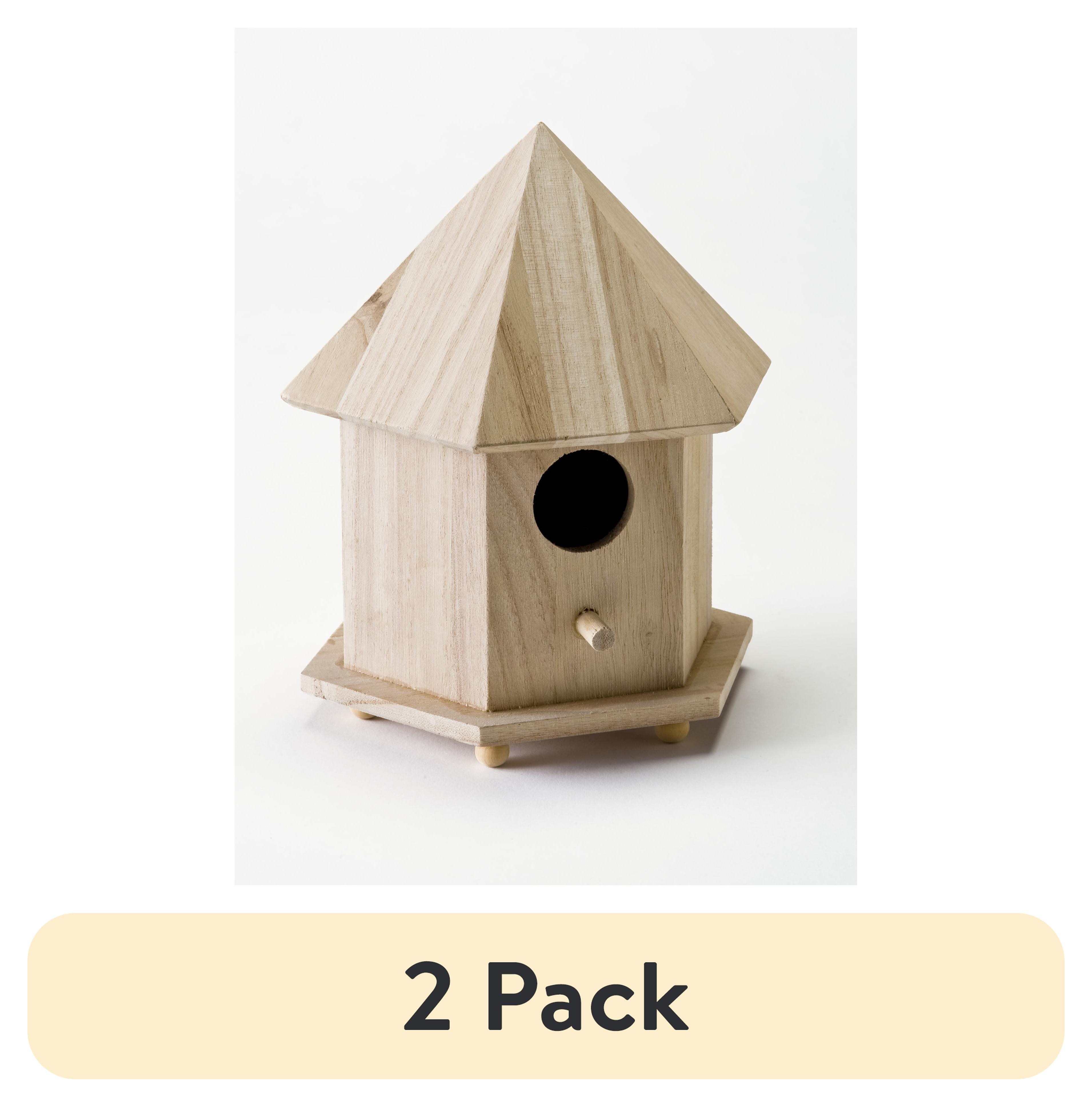 Plaid Unpainted Wood Surface, Gazebo Bird House, 1 Piece, 6.75" x 9" x 5.75"