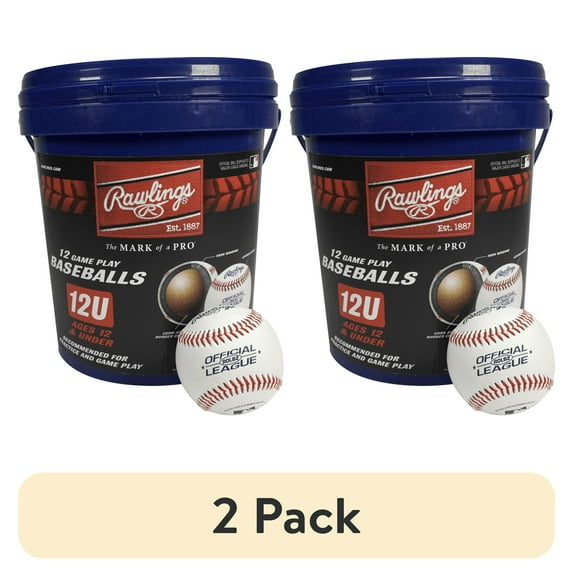 Rawlings ROLB2 12U Official League Youth Practice Baseball Bucket, 12 Count