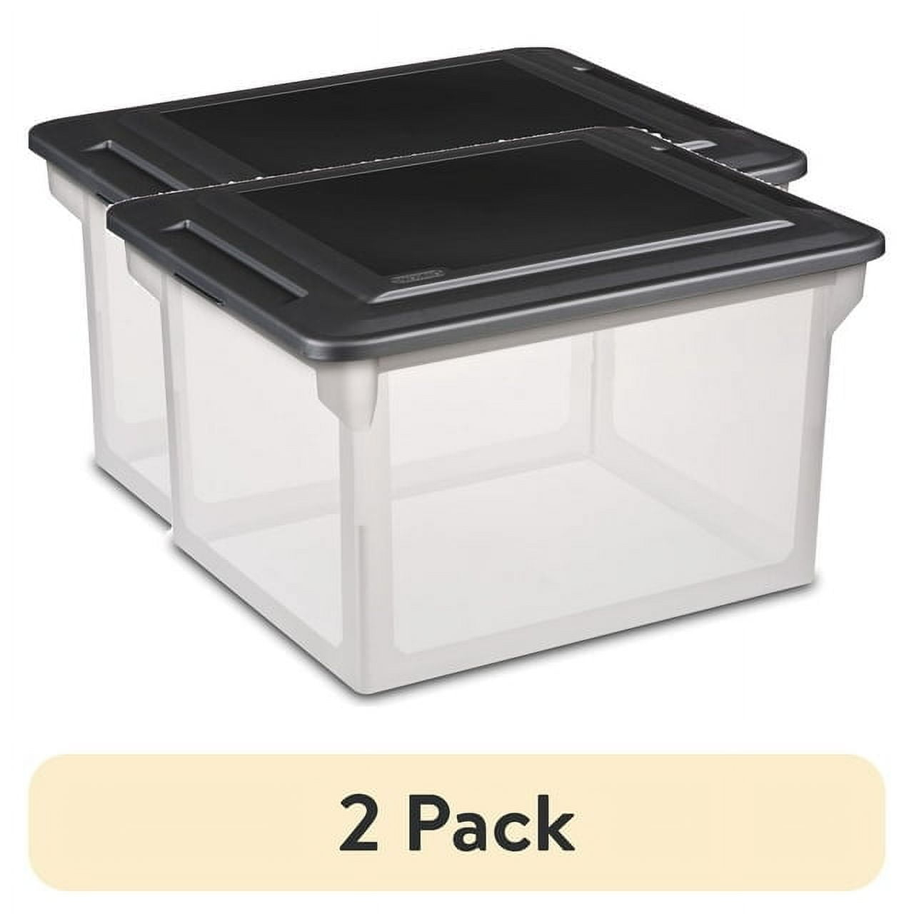Sterilite Plastic File Box Black, Set of 4