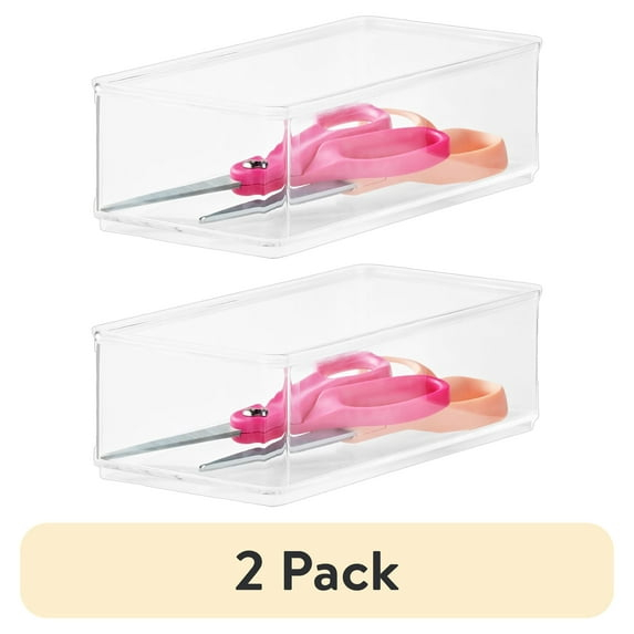 The Home Edit Clear Stackable Condiments Bathroom Storage Bin, 2 Count