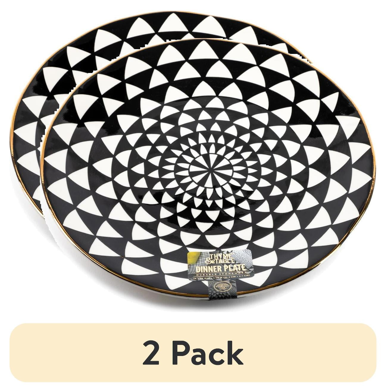 Thyme & Table Stoneware Dinner Plate, Black & White, Medallion Collection