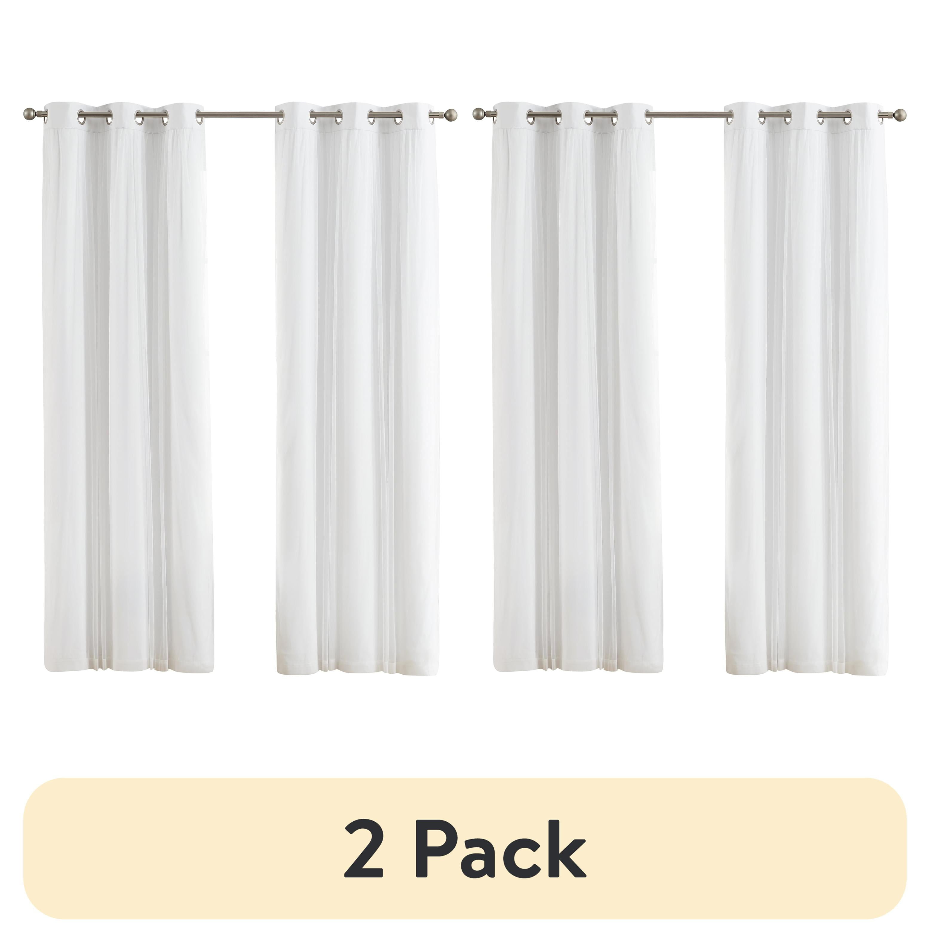 Your Zone Blackout Curtain Panel with Sheer Overlay, 1 Panel, White, 37" W x 84" L