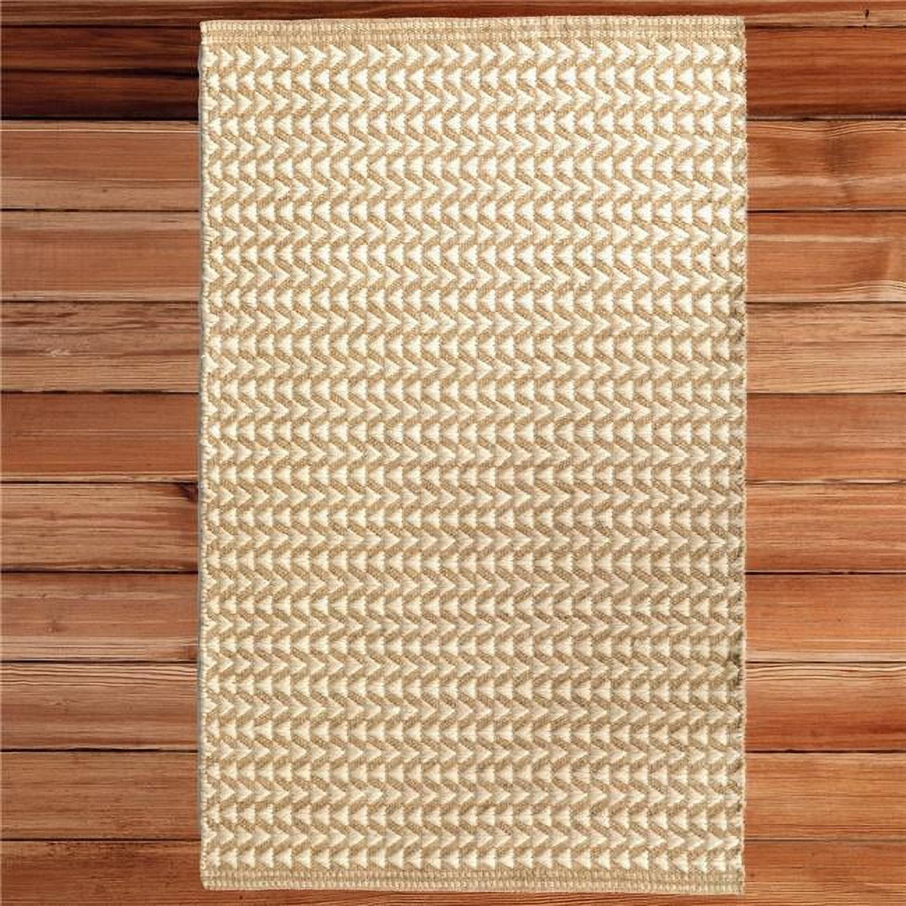 2 x 3 ft. Hand Woven Geometric Wool Flatweave Kilim Rug, Beige & White - Rectangle