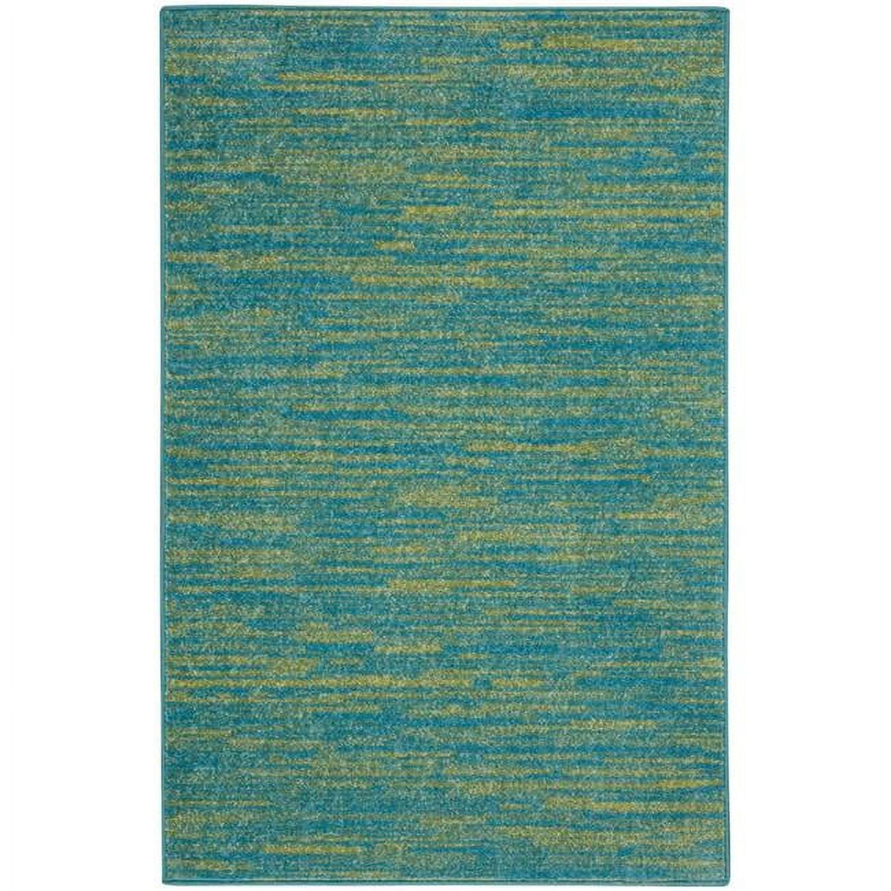 2 x 4 ft. Blue & Green Striped Non Skid Indoor & Outdoor Runner Area Rug - Blue and Green - 2 x 4 ft.