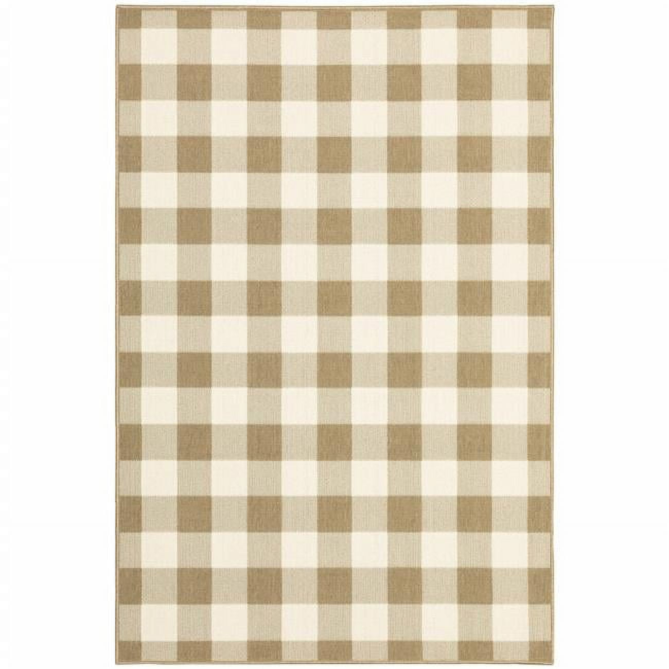 2 x 4 ft. Tan Geometric Stain Resistant Indoor & Outdoor Rectangle Area Rug - Tan - 2 x 4 ft.