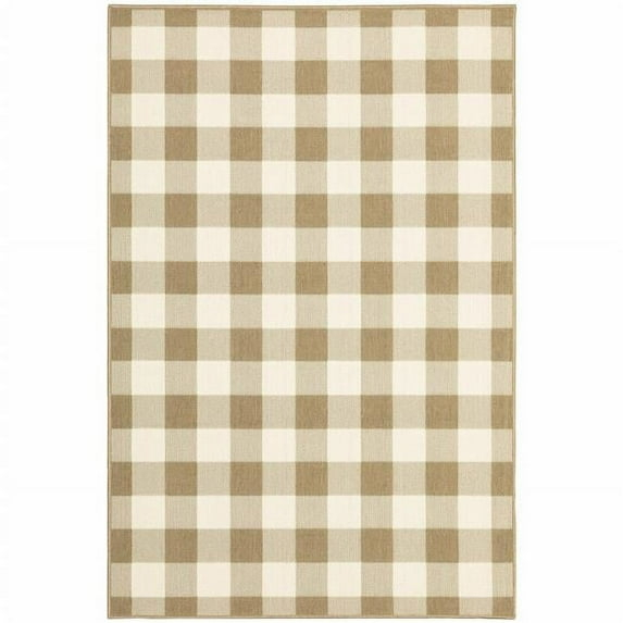 2 x 4 ft. Tan Geometric Stain Resistant Indoor & Outdoor Rectangle Area Rug - Tan - 2 x 4 ft.