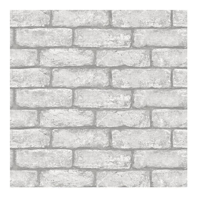 20.5 in. x 16.5 ft. Cambridge Brick Grey Peel & Stick Wallpaper