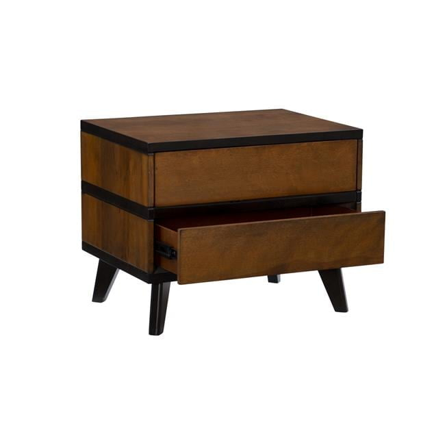 Mid-Century Modern Wood 2 Drawer Nightstand Walnut - Linon
