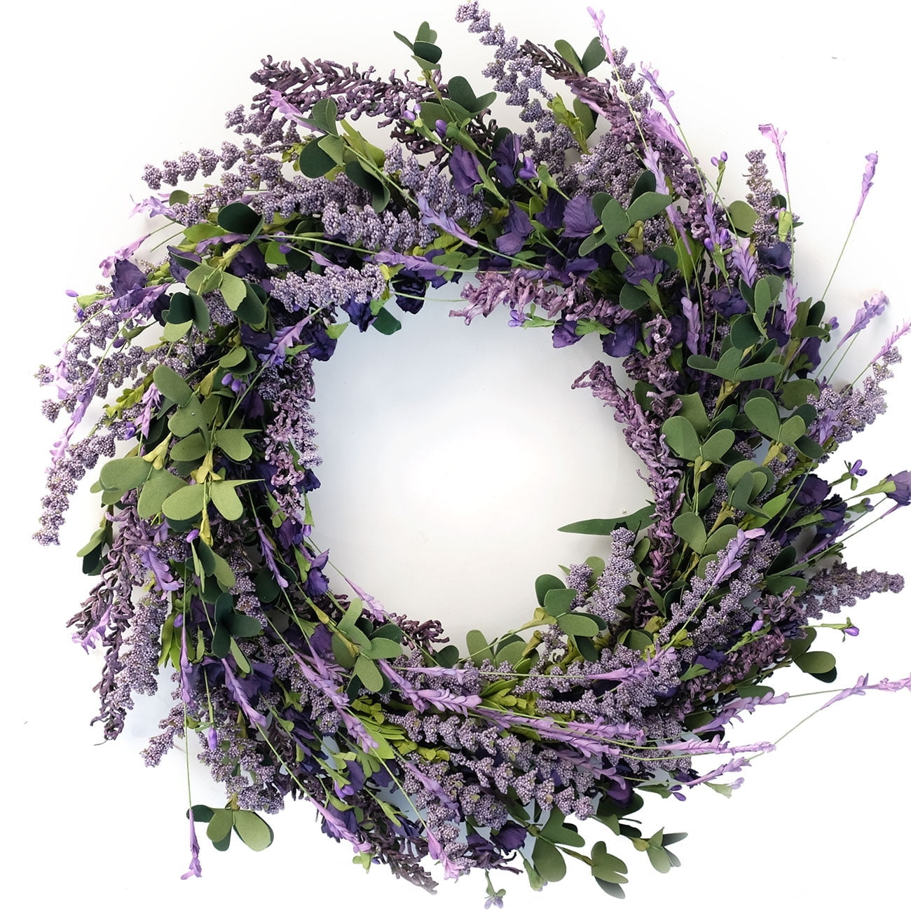 Spring Decor 20 Inch Lavender Wreath for Front Door Greenery Leaves Wreath for All Seasons Indoor Outdoor Floral Wreath for Wedding Party Home Decor