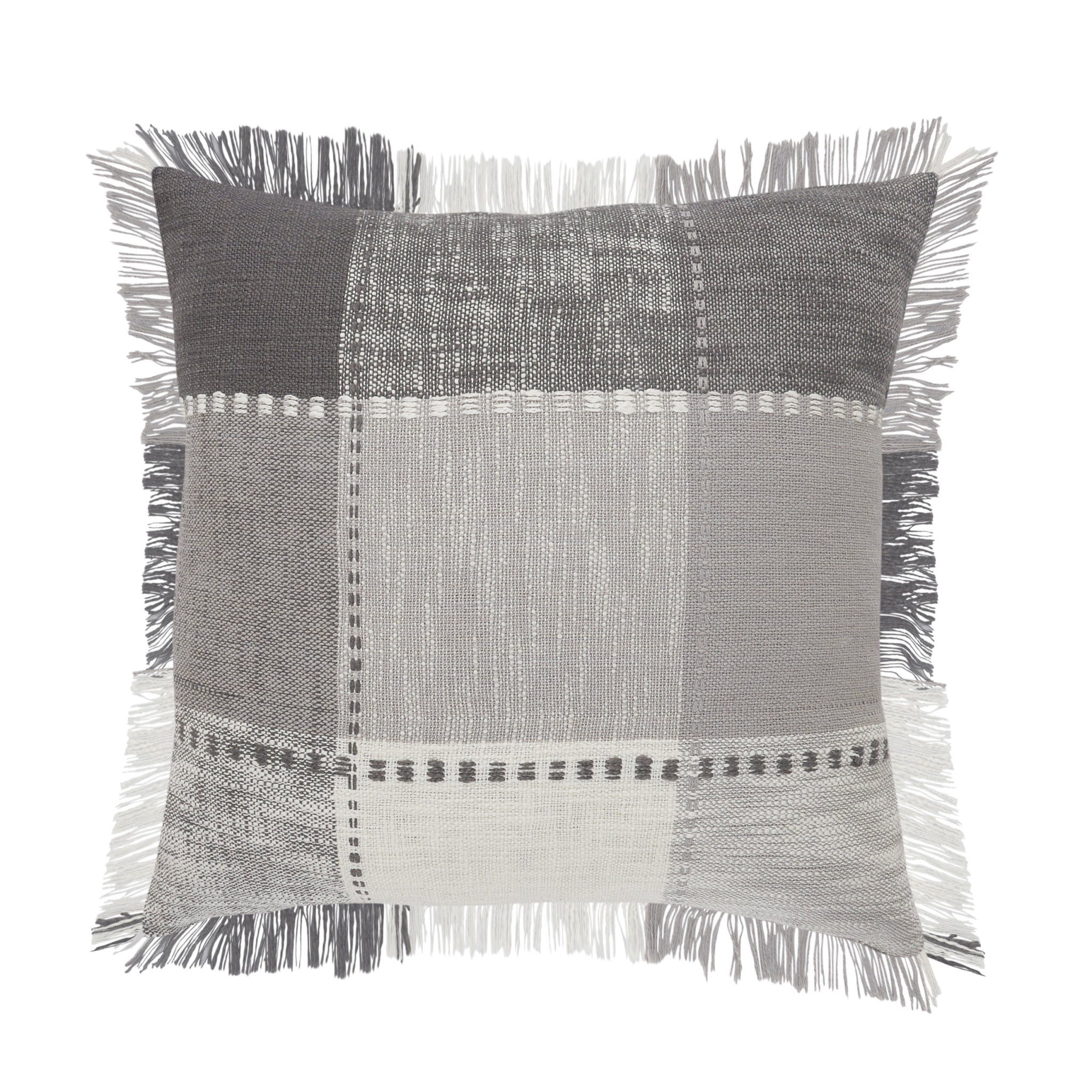 Woven Paths Charles Casual Cabin Fringed Throw Pillow, Patchwork, 20" x 20"