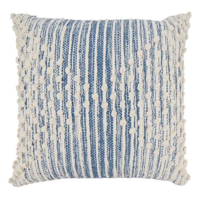 Saro Lifestyle Artisan Woven Stripe Diamond Poly Filled Throw Pillow, Blue, 20"x20"