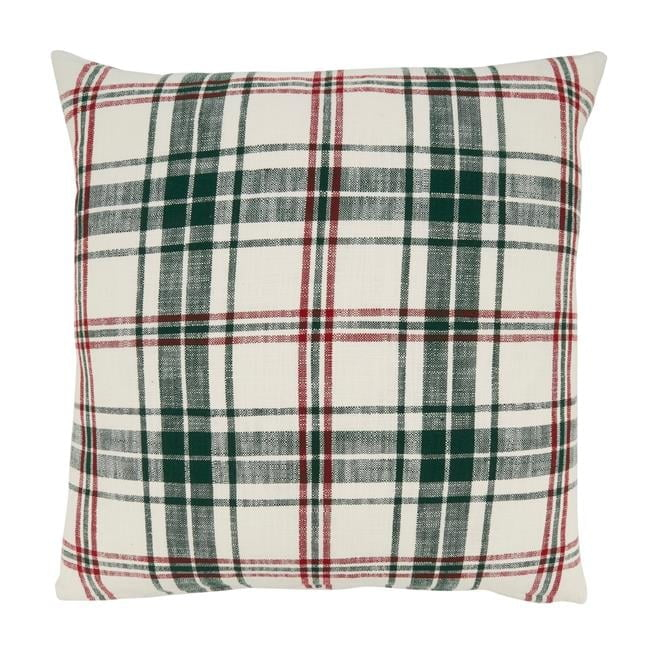 Saro Lifestyle Traditional Plaid Poly Filled Throw Pillow, 20", White
