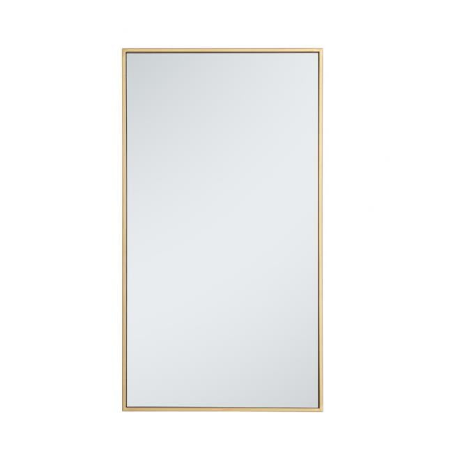 20 in. Metal Frame Rectangle Mirror in Brass