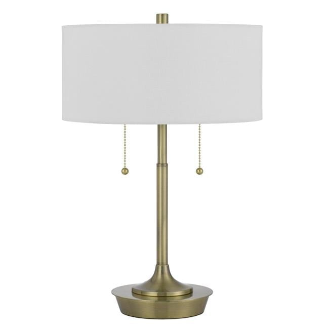 Benjara BM272215 20 in. Metal Table Lamp with Pull Chain Switch, Brass
