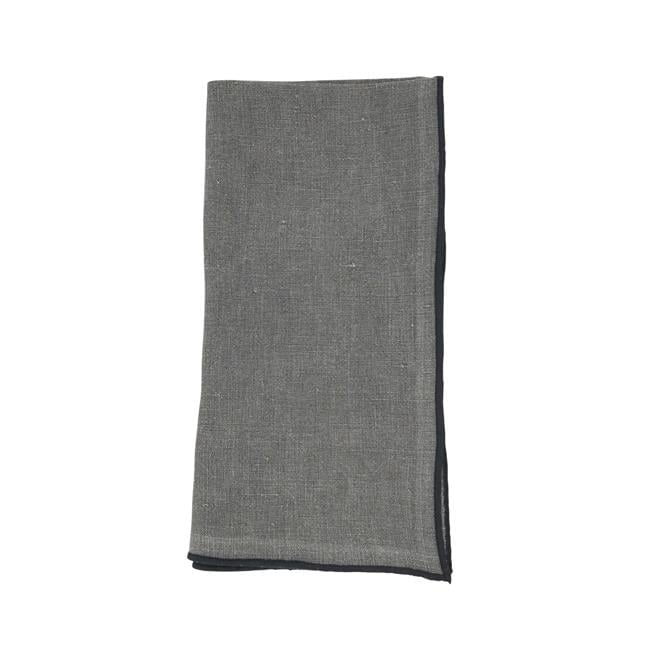 20 in. Sto ashed Stitch Border Table Napkins, Slate - Set of 4