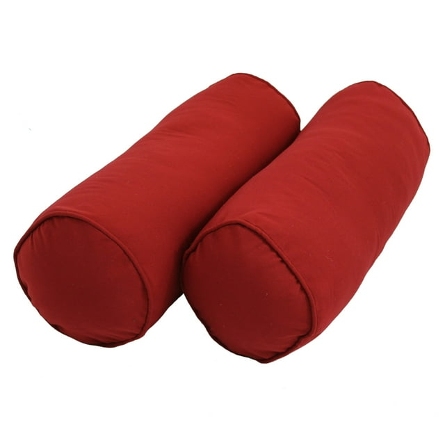 Almohadas de Refuerzo de Sarga Sólida de Doble Cordón de 20 Pulgadas por 8 Pulgadas con Inserciones (Juego de 2) - Rojo Rubí