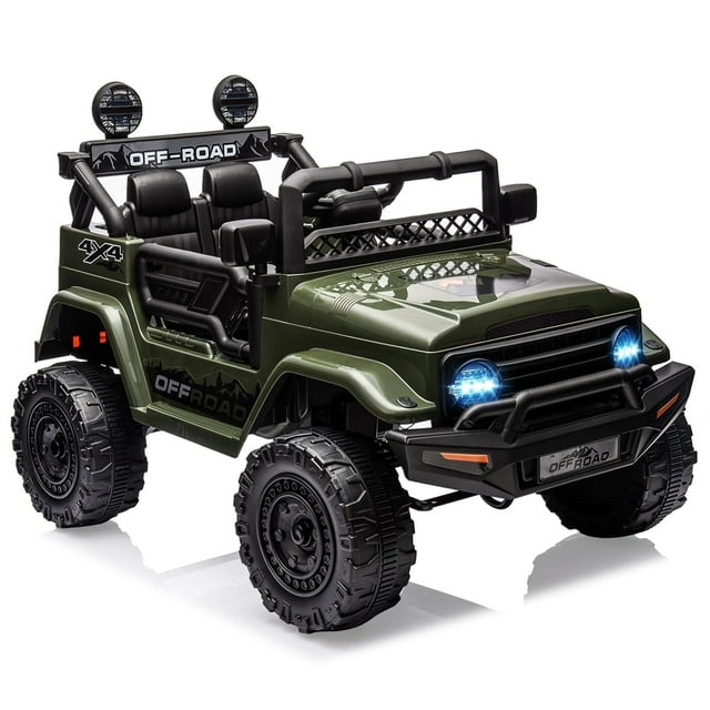 2025 New 12V Ride on Car, 2 Seater Electric Car with Remote Control, Spring Suspension, LED Lights, 3 Speeds, Ride on Truck Car, Great Gift for Kids Boys Girls