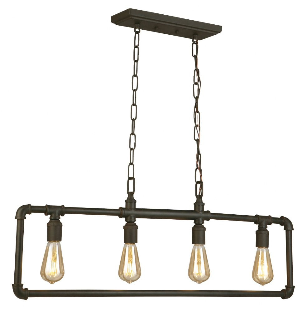 202847A-Eglo Lighting-Wymer - 35.13 Inch Four Light Pendant-Matte Bronze Finish