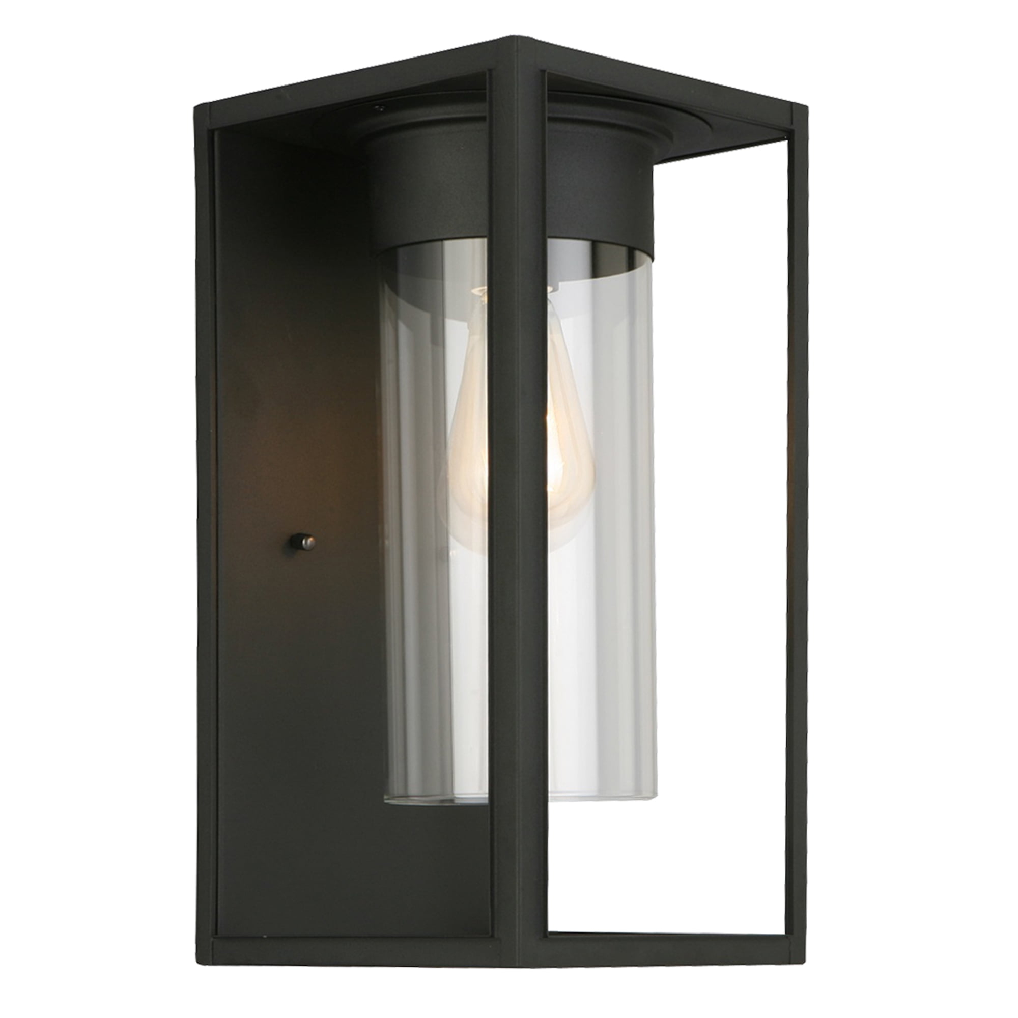 1-Light Outdoor Wall Sconce Modern Dimmable LED Waterproof Indoor/Outdoor Wall Lantern with Clear Glass, Black,Matte Black
