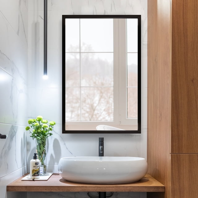 20x30 Black Rectangle Wall Mirror