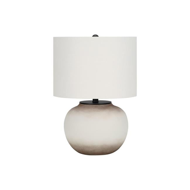 21 in. Ceramic Round Table Lamp with Cream Drum Shade, Cream