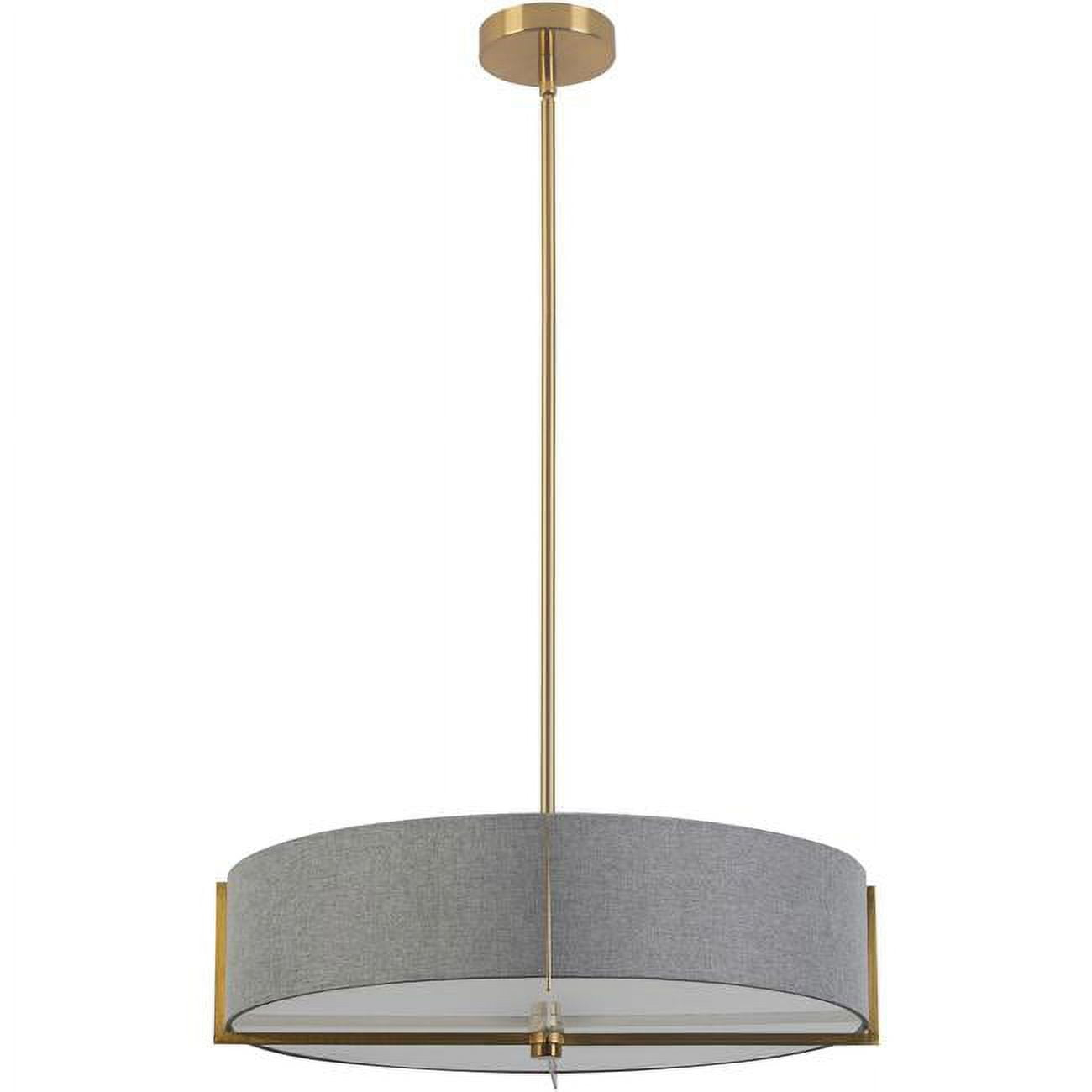 21 in. Preston 4 Light Incandescent Pendant, Aged Brass with Gray Shade