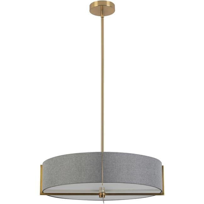 21 in. Preston 4 Light Incandescent Pendant, Aged Brass with Gray Shade