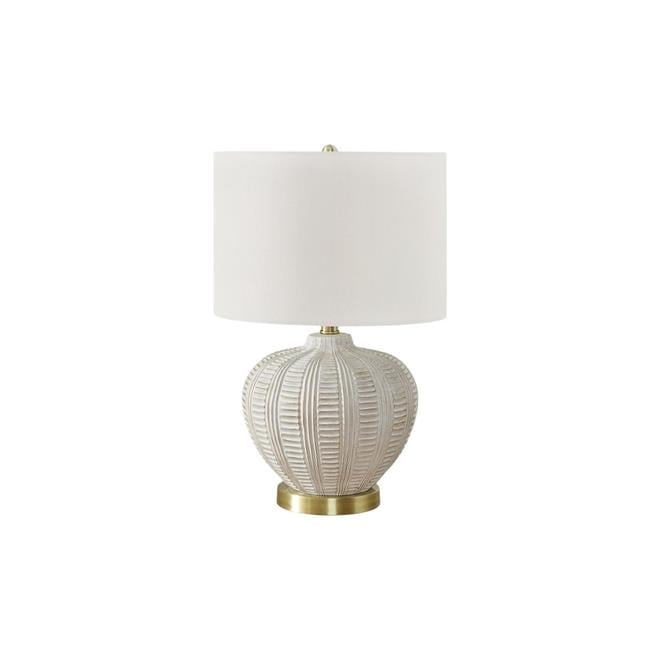21 in. Lighting Shade & Resin Transitional Table Lamp, Ivory & Cream