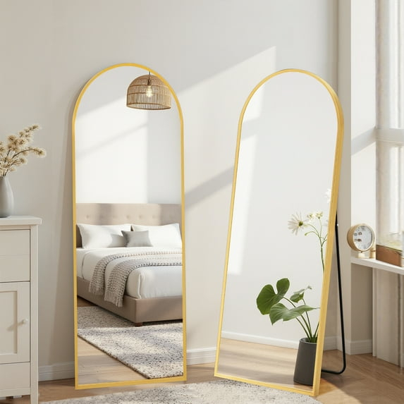 21" x 64" Arched Full Length Mirror Full Body Mirror Floor Mirror Standing Hanging or Leaning Wall,Gold