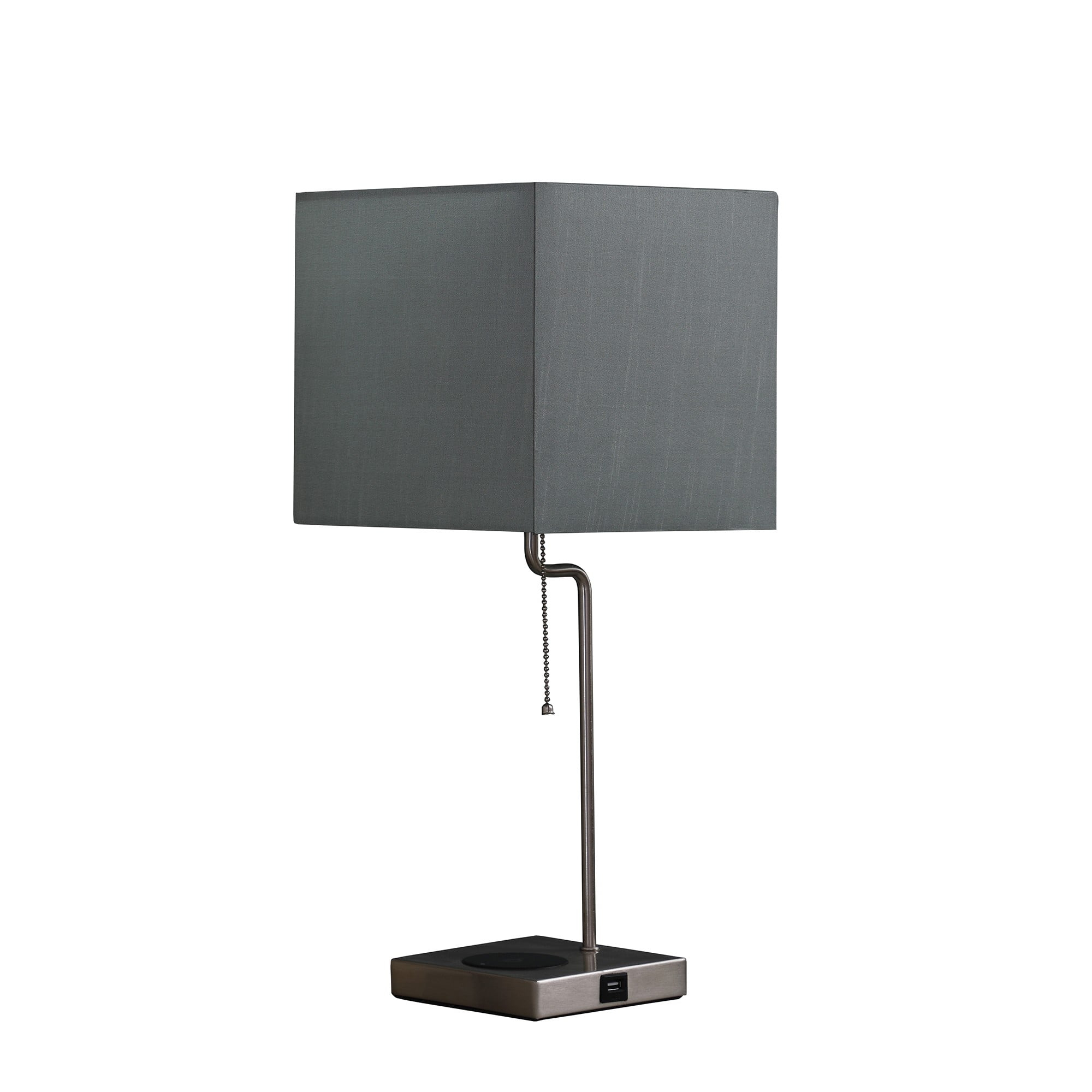 22â€ Industrial Square Metal Table Lamp with USB Port