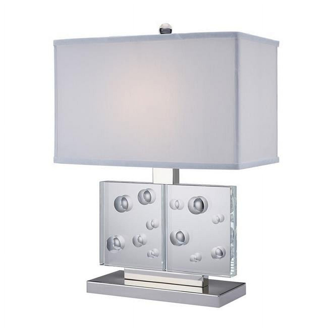 22 in. Metal Rectangular Shade Table Lamp with Crystal Stand, White & Clear