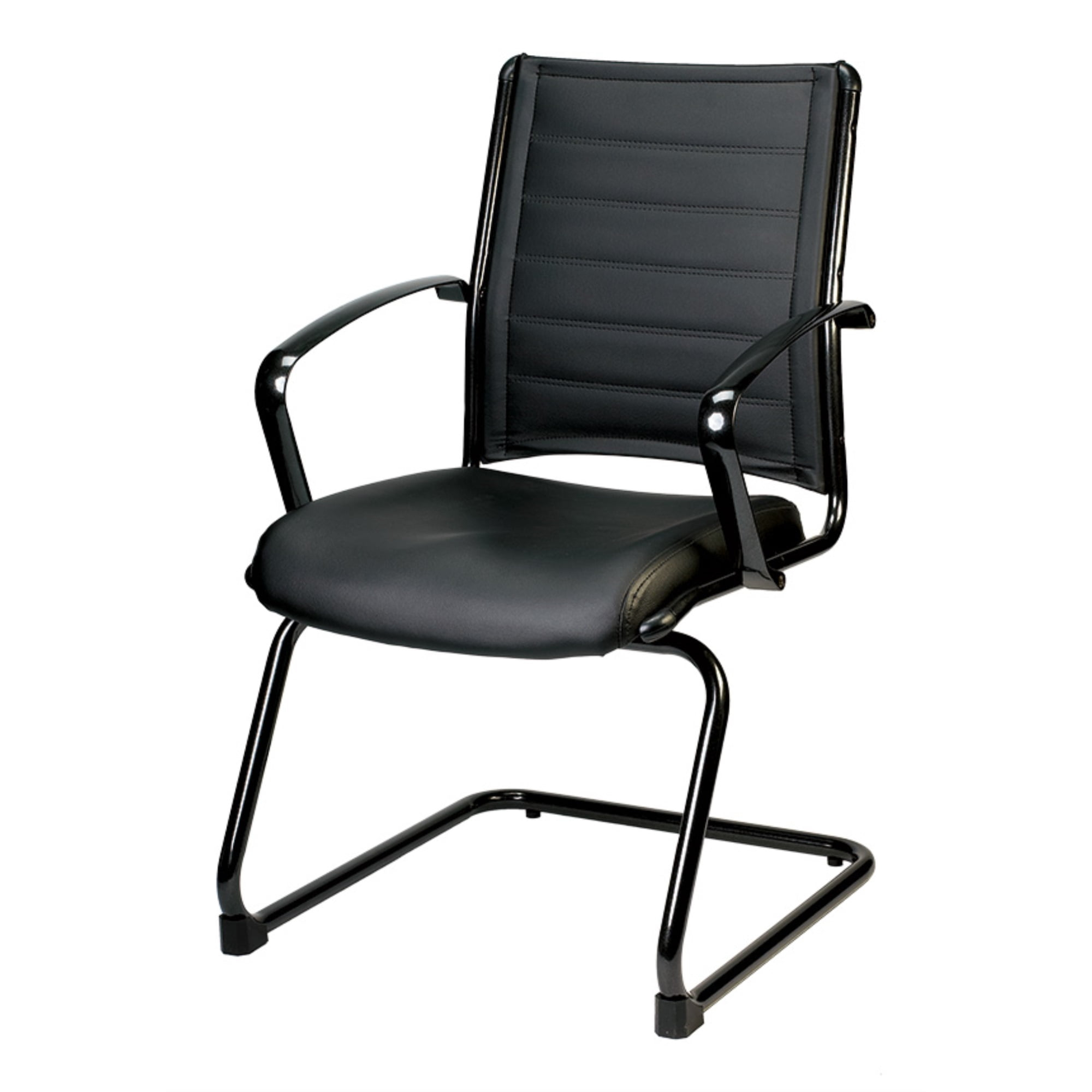 22" x 25.5" x 35.4" Black Leather Guest Chair