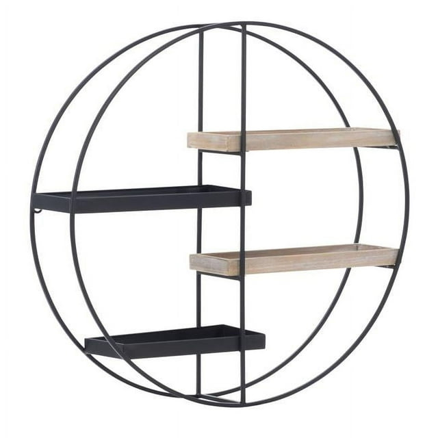 23.50 x 23.50 x 6 in. Lindell Round 4 Shelf Wall Storage, Black