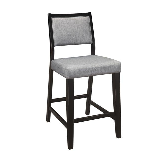 23 in. Tim Counter Height Chair with Polyester Upholstery - Wood - Gray & Black