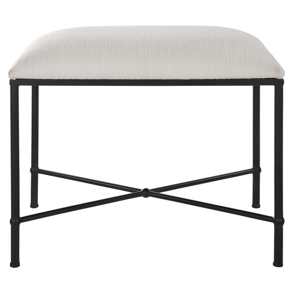 Uttermost Avenham Contemporary Iron and Fabric Small Bench in White/Black