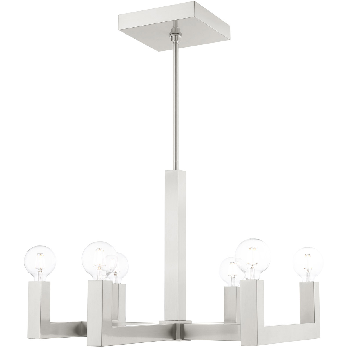 24.375 inch 6 Light Brushed Nickel Chandelier with Stainless Steel base Shade