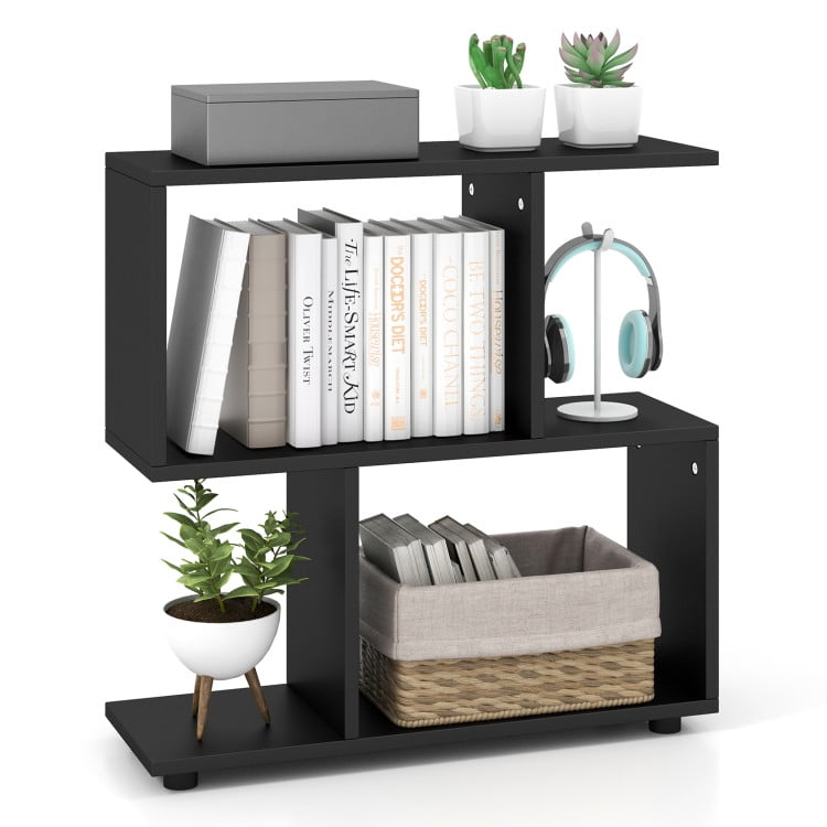 24 Inch 3-Tier Geometric Bookshelf with Thick Foot Pads