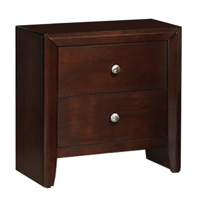 24 Inches 2 Drawer Wooden Nightstand with Metal Pulls Brown - Saltoro Sherpi
