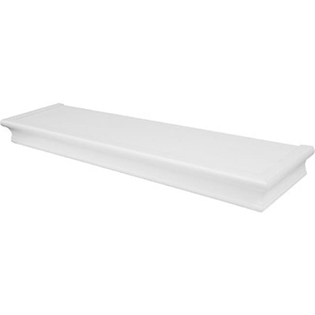 HIGH & MIGHTY Decorative 24" Floating Shelf Holds up to 20lbs, Easy Tool-Free Dry Wall Installation, Beveled, eCommerce Packaging, White