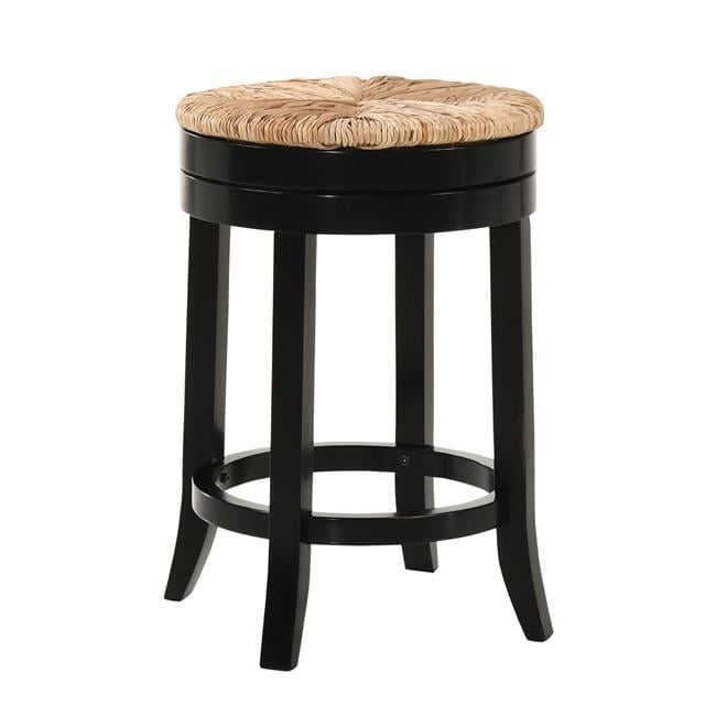 24 in. Irving Swivel Rush Seat Counter Stool, Antique Black