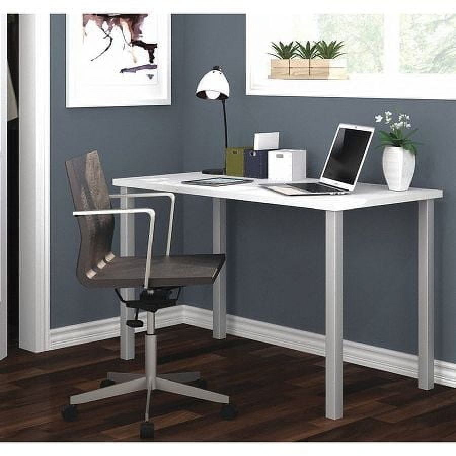 Bestar Work Surface in White with square Metal leg
