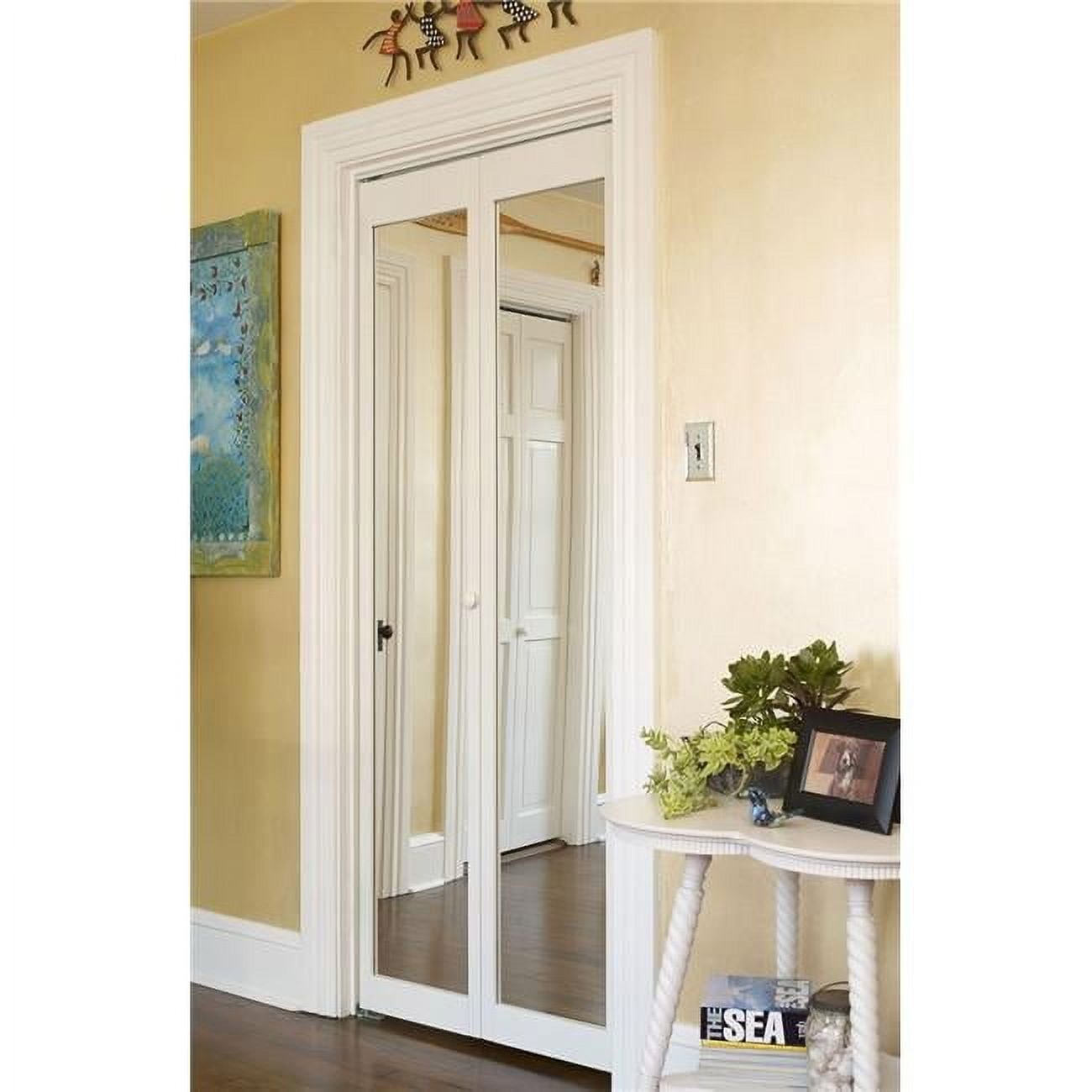 24 x 80 in. Full Mirrored Bifold Door, Unfinished Pine
