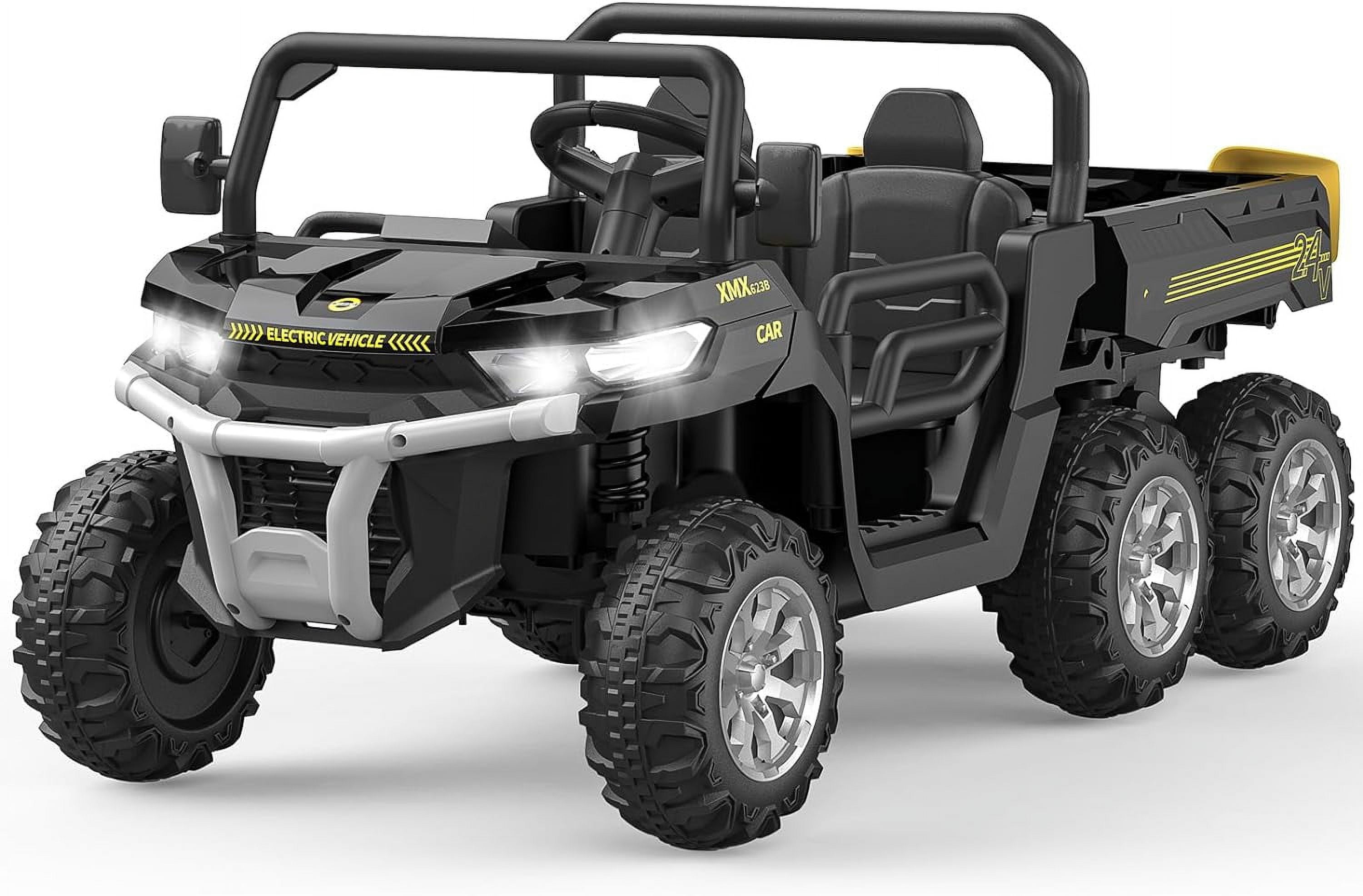 Danolapsi 2-Seater Ride on Car,6X6 24V Kids Ride On Dump Truck 2 Seater Ride On Car with Remote Control Electric Utility Vehicles UTV Battery Powered 6 Wheeler with EVA Tires Wheels,(ship in 2 boxes)