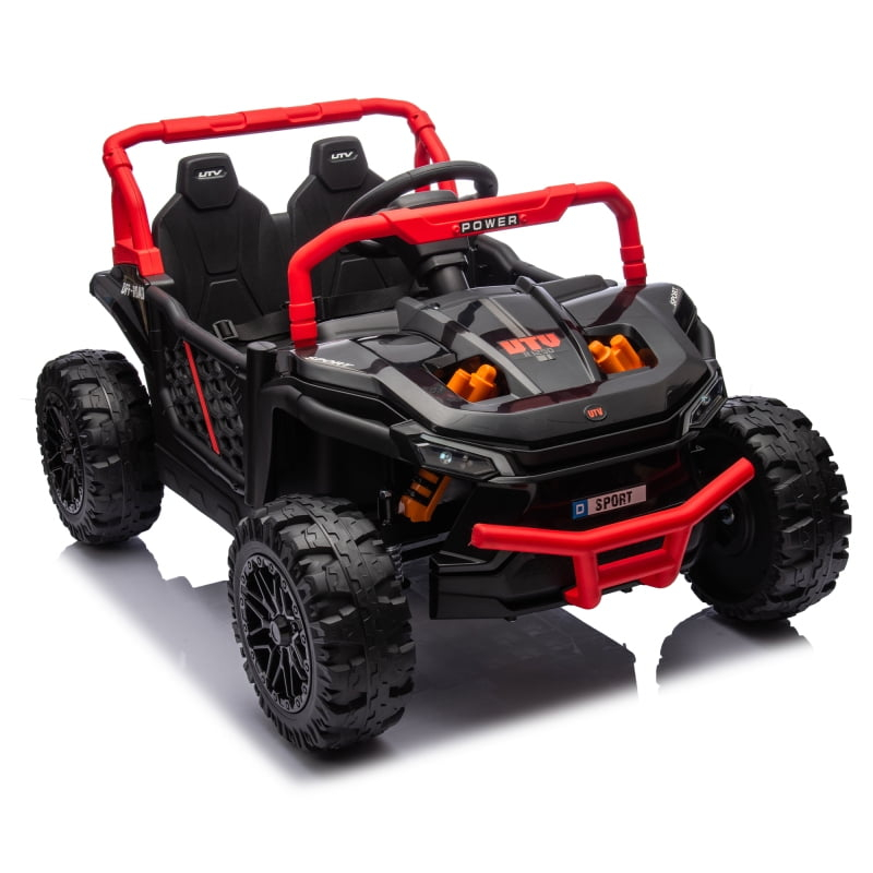Ride on Toys Cars for Kids, 24V Battery Powered Ride on Truck UTV Car with Remote Control, Bluetooth, Music, LED, Safety Belts, 4 Wheel Suspension Electric Car for Kids Toddler 3-6, Red