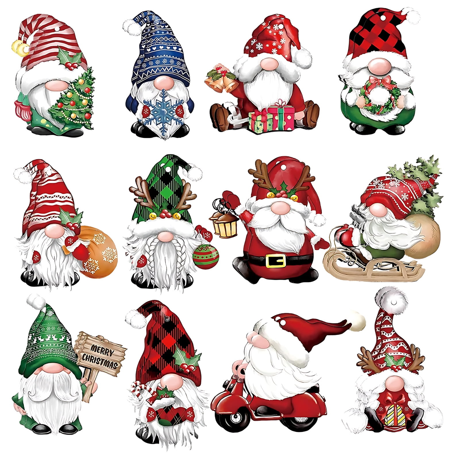 24pcs Gnome Christmas Ornaments Set - Festive Decorations with Wooden Gnomes for Tree Adornments & Ultimate Holiday Celebration Accessories