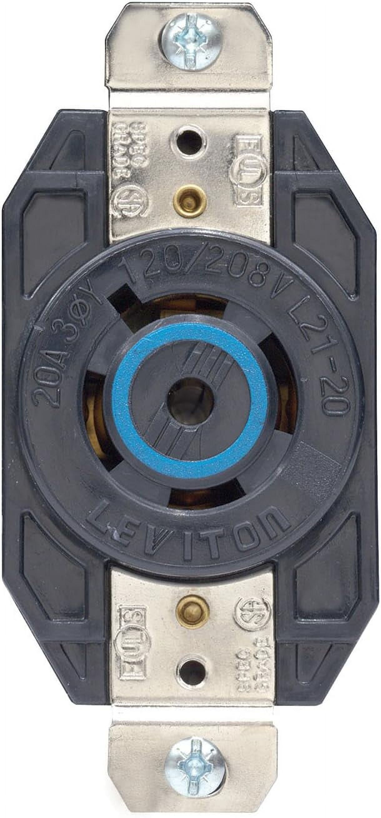Leviton 2510 Locking Single Receptacle, 20A, 3PH Y 120/208V, 4P5W