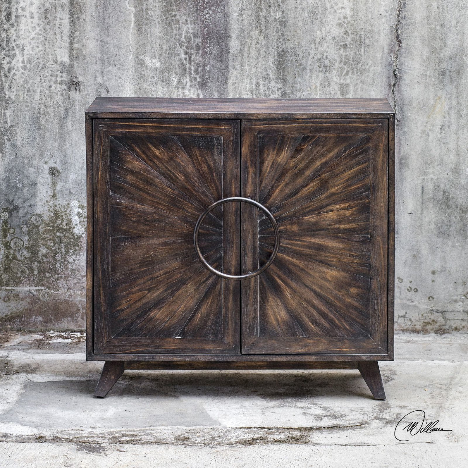 Uttermost Kohana MDF Wood Accent Cabinet in Worn Black and Bronze
